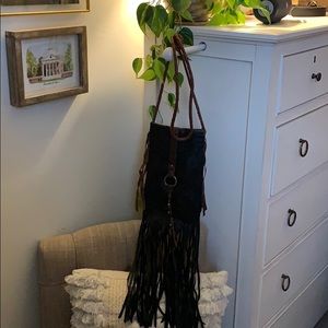 Lucky brand long fringe leather bag